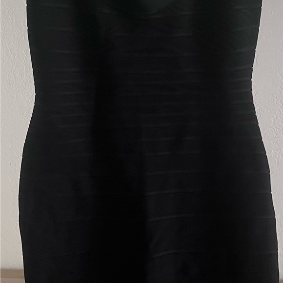 herve leger black mini dress Black Ruffle Vneck Mini Dress XL main image 0